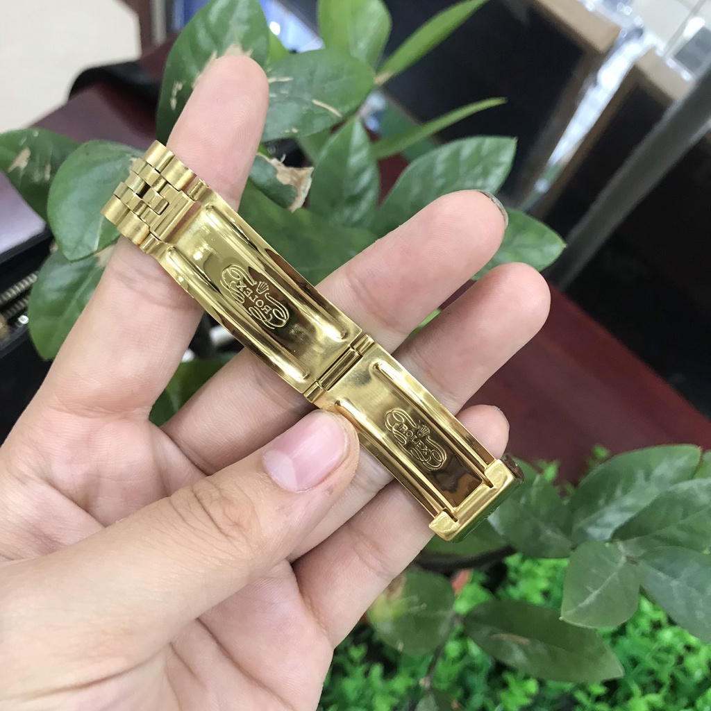 Dây đồng hồ R O L E X 20mm màu vàng thép đúc không gỉ năm hạt