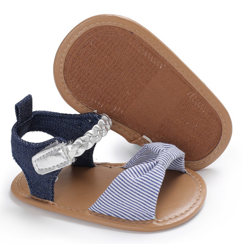 Giày sandals quai nơ kẻ sọc dễ thương cho bé