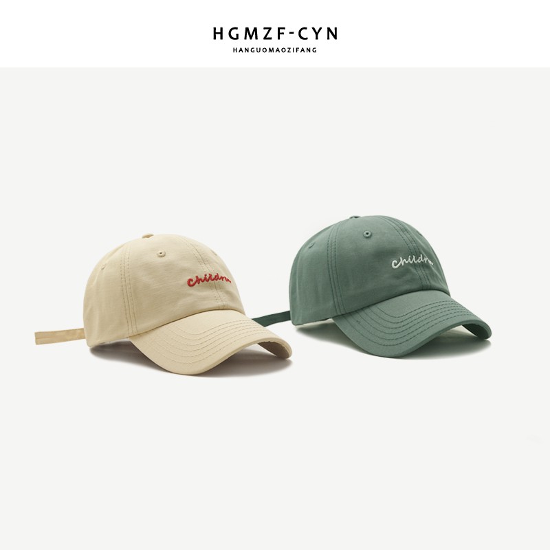 Hats in Korean female spring and summer soft baseball caps male top Korean fashion letters embroidery cap caps curved brim brim