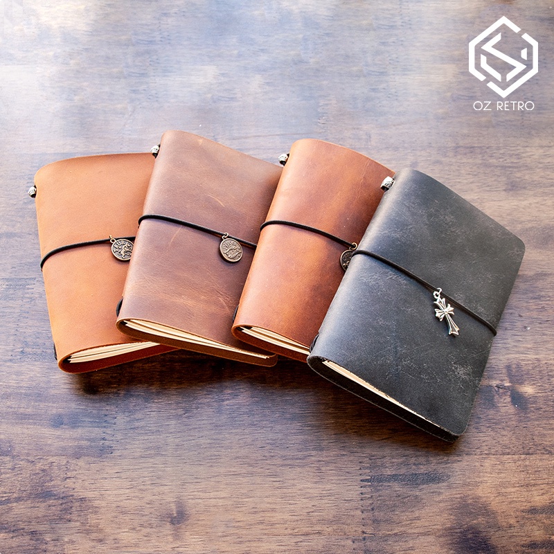 Sổ Tay Bìa Da Handmade Journal Bullet Size Passport, Da Sáp (A6)