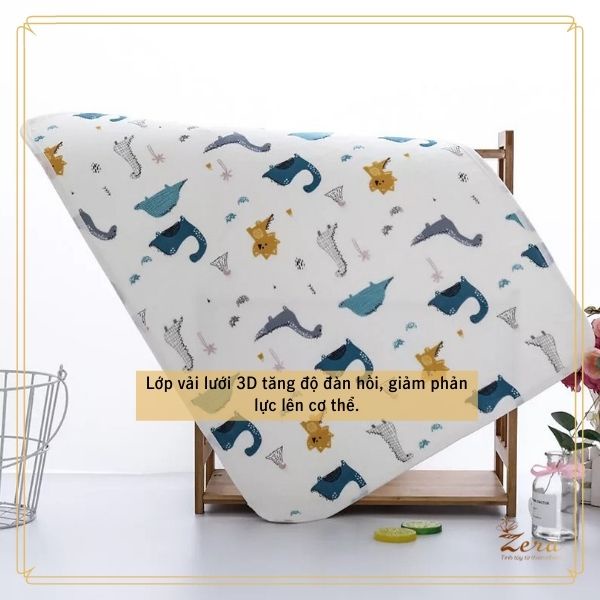 Tấm tót chống thấm cho bé sơ sinh 6 lớp sợi tre Zera 50x70cm