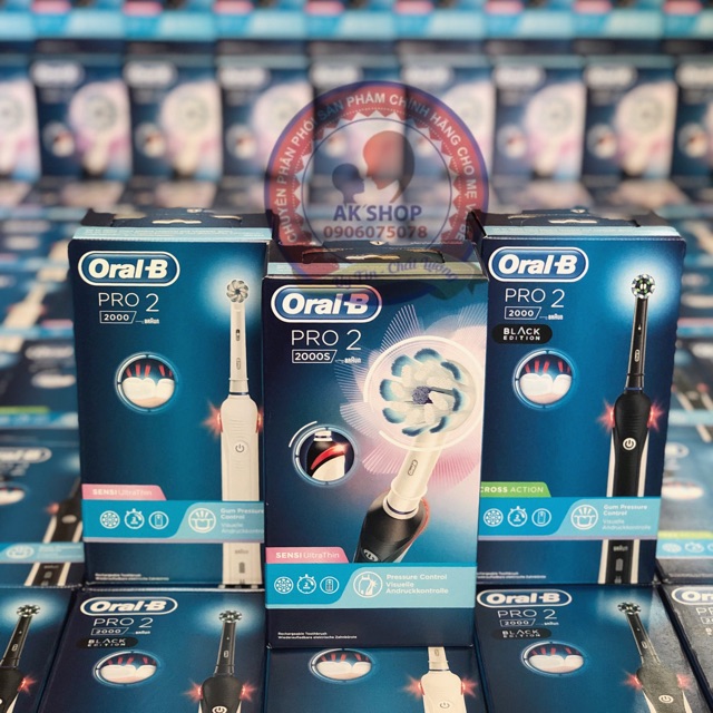 [Mã 255FMCGSALE giảm 8% đơn 500K] Bàn chải điện oral-b Pro 2 2000s Pro 3 3000, Pro 1 700 Oral b chính hãng made in Đức