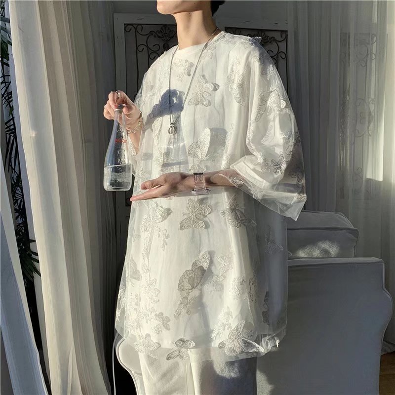 Bướm Hàn Quốc Phong Cách Hàn Quốc Thời Trang Đô Thị Áo Thun Trung Tay Thời Trang Dạo Phố ins Cổ Tròn Top