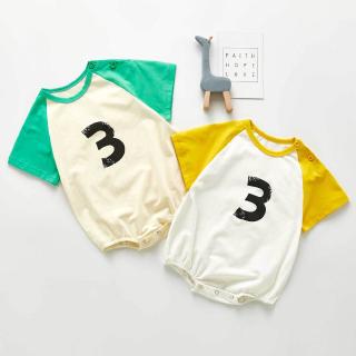 Bộ áo liền quần tay ngắn in chữ thời trang mùa hè cho trẻ em