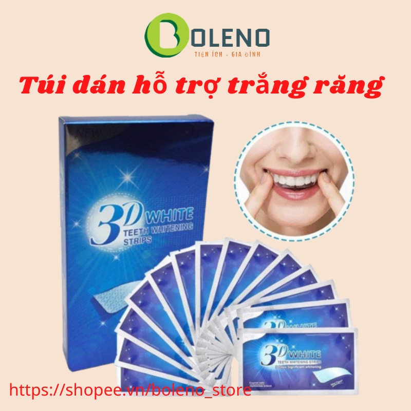 Hộp 7 túi dán hỗ trợ trắng răng 3D White Teeth Whitening Strips dán tẩy trắng răng