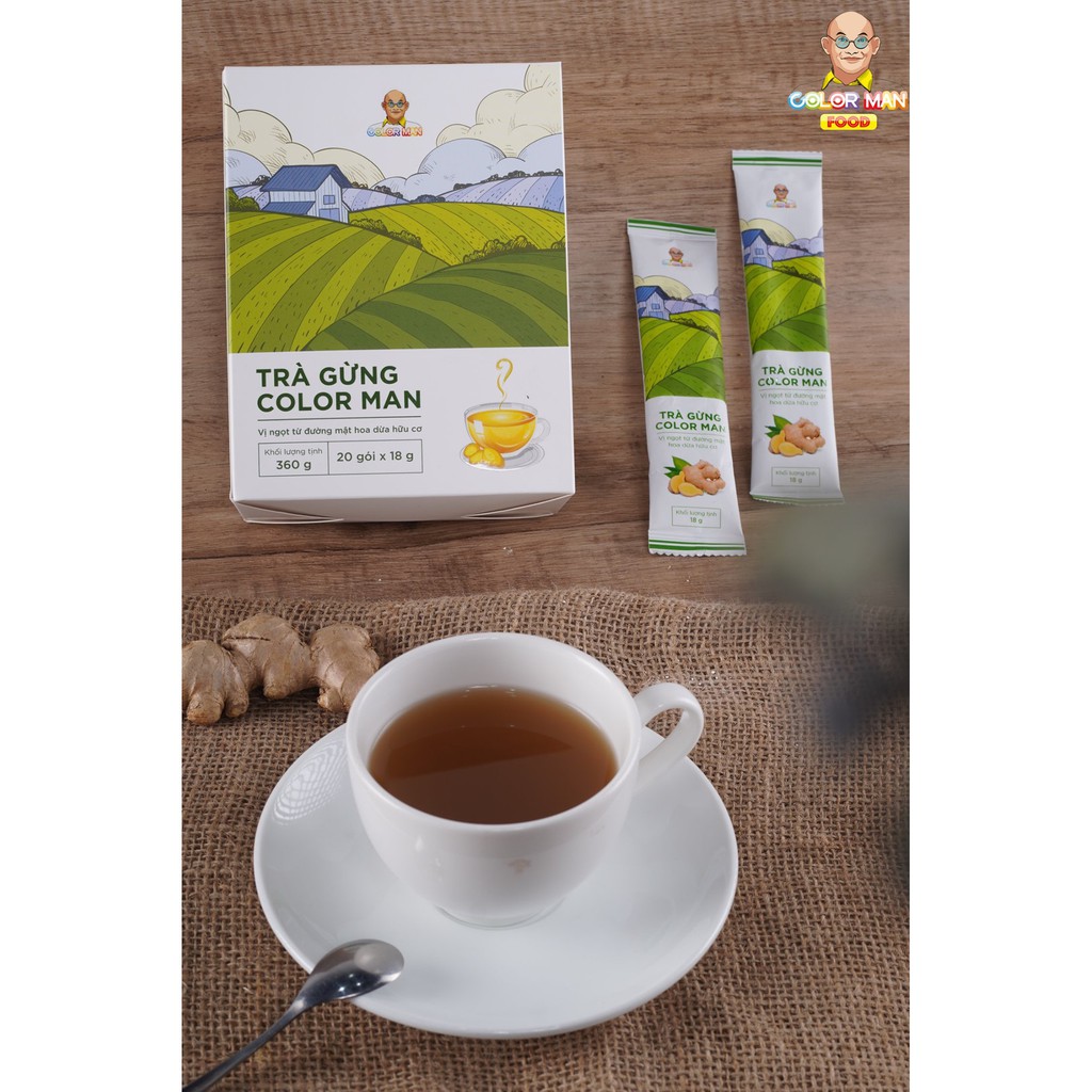 Trà Gừng Color Man set 20 gói thành phần gồm đường mật hoa dừa tự nhiên rất giàu chất chống oxy hóa | BigBuy360 - bigbuy360.vn
