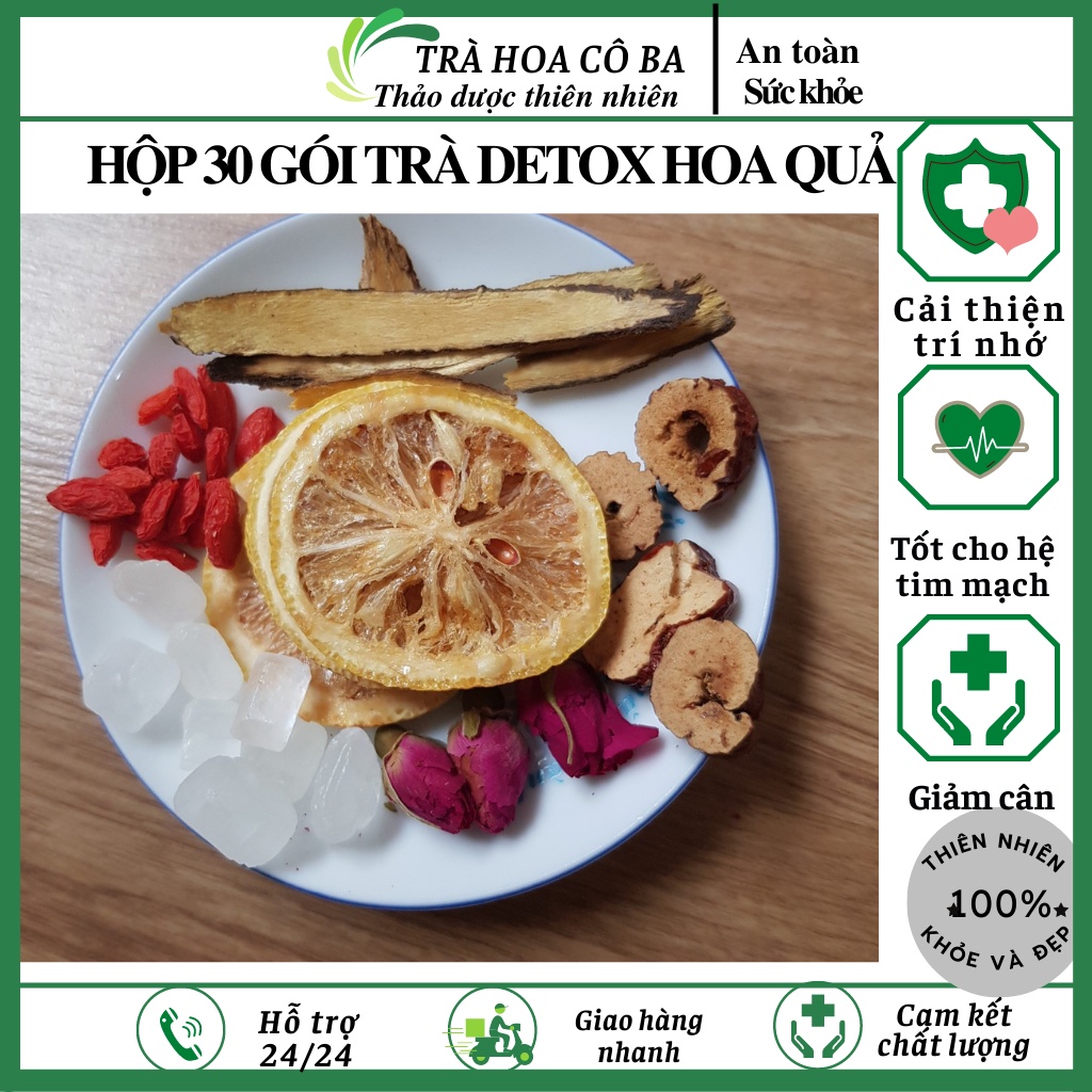 Trà giảm cân, detox, trà hoa quả, bổ sung vitamin từ chanh dây và thảo mộc set 30 gói Trà Hoa Cô Ba