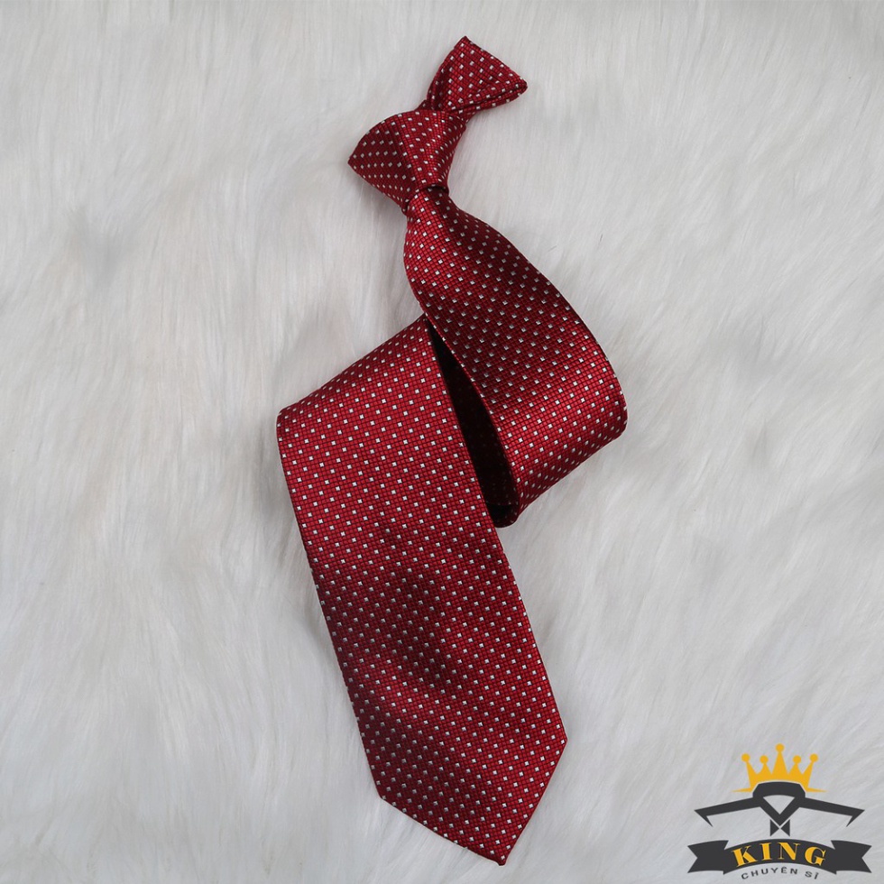 Cà vạt đỏ KING chấm bi, bản lớn vải silk phi bóng cao cấp ( C052 )
