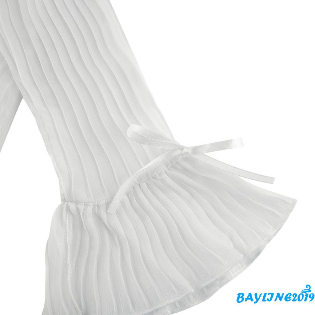 Áo sơ mi kiểu tay dài loe màu trơn phong cách retro thời trang mùa thu dành cho nữ