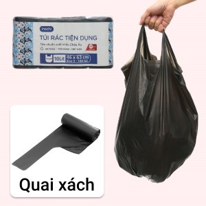 1kg Túi bóng đen có quai loại 10kg hàng đẹp đựng rác gói hàng tiện dụng
