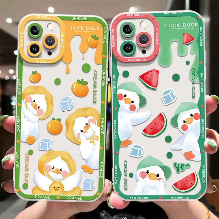 Ốp Điện Thoại Silicon TPU Mềm Trong Suốt In Hình Vịt Hoạt Hình Cho IPhone 14 13 12 11 Pro X XR XS Max SE 6 6S 7 8 Plus