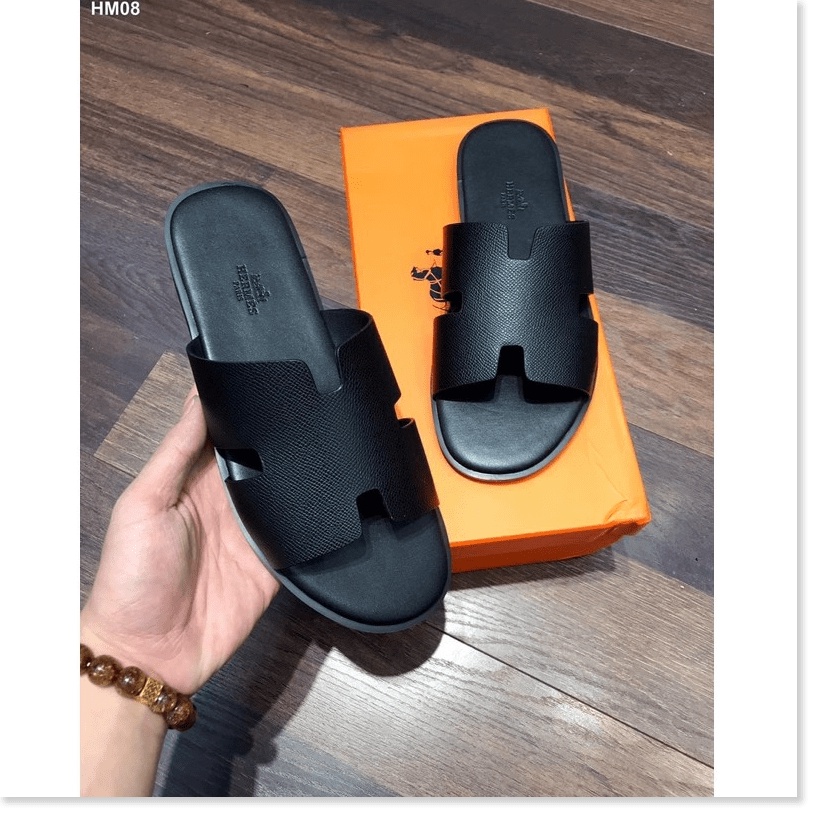 💗MILANO SHOES💗 Dép da nam HHH đen trơn đế mới giá tại kho, đẹp thời trang mẫu mới nhất