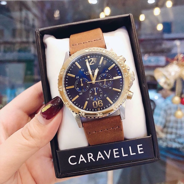 Đồng Hồ Caravelle New York Nam 45A135 Brown Leather Quartz Men’s Watch