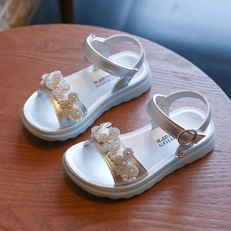 Dép Sandal đính hoa cho Bé Gái~ Dép Quai hậu cao cấp