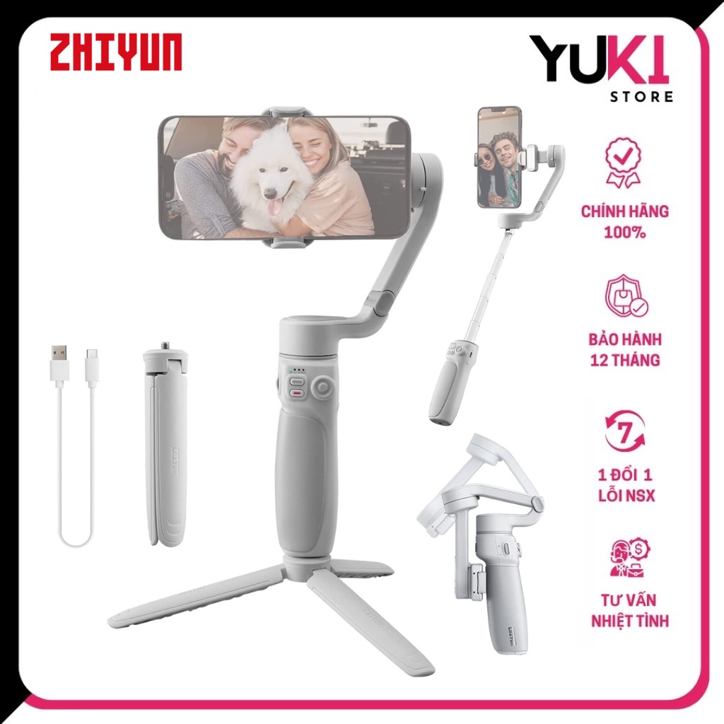 GIMBAL ZHIYUN SMOOTH Q4 / SMOOTH Q4 COMBO -[BẢO HÀNH 12 THÁNG]- Tay Cầm Chống Rung Dành Cho Điện Thoại – Hàng Chính hãng