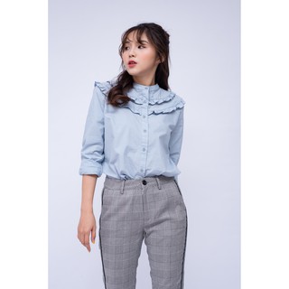 Áo Sơ Mi BOO nữ cổ tàu ruffle Boo
