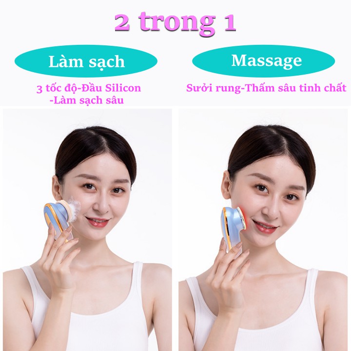 Máy rửa mặt cảm biến massage nhiệt trẻ hóa da cao cấp LSM-622-LingShiman