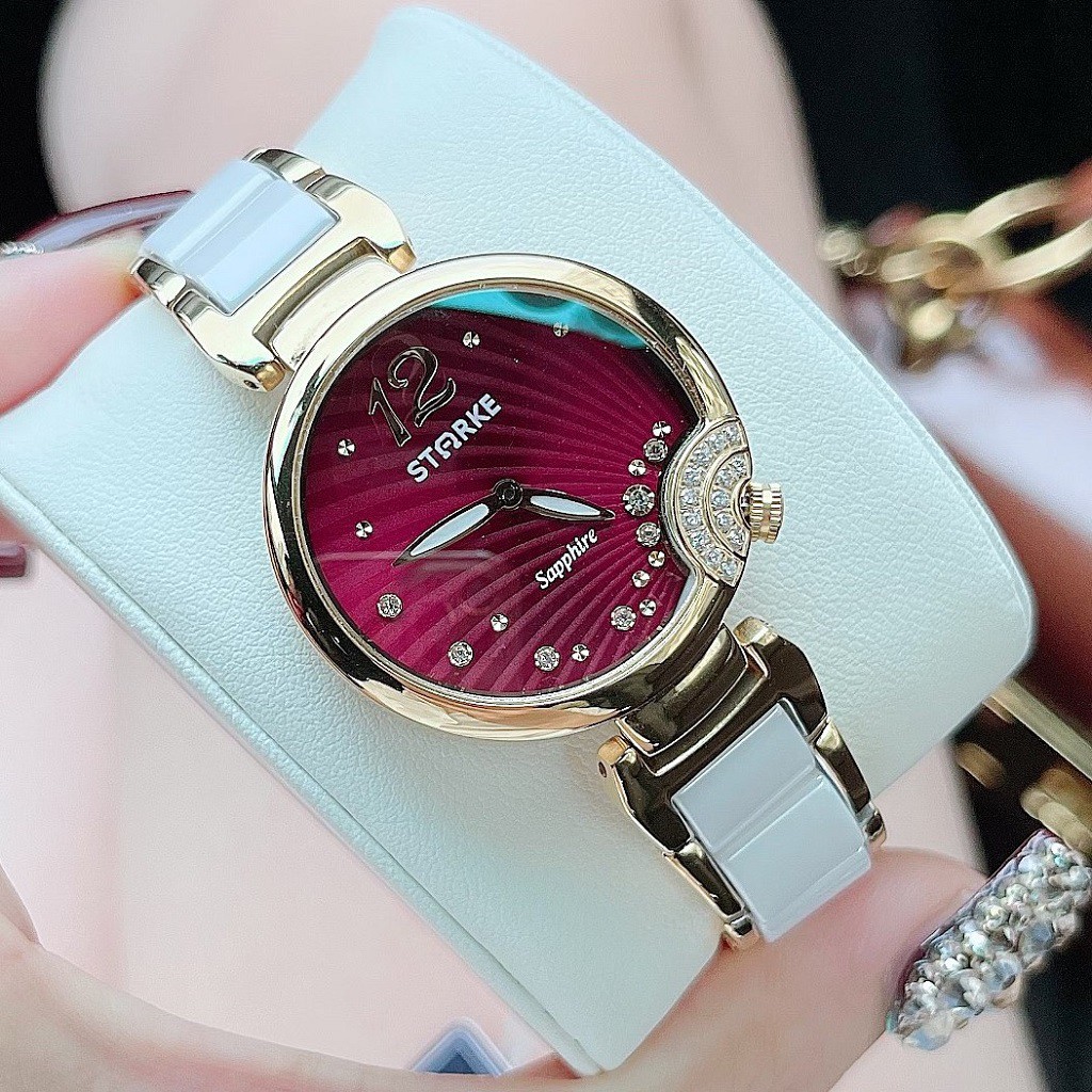 Đồng Hồ Nữ Starke SK053AL White Red Gold Chính Hãng 32mm
