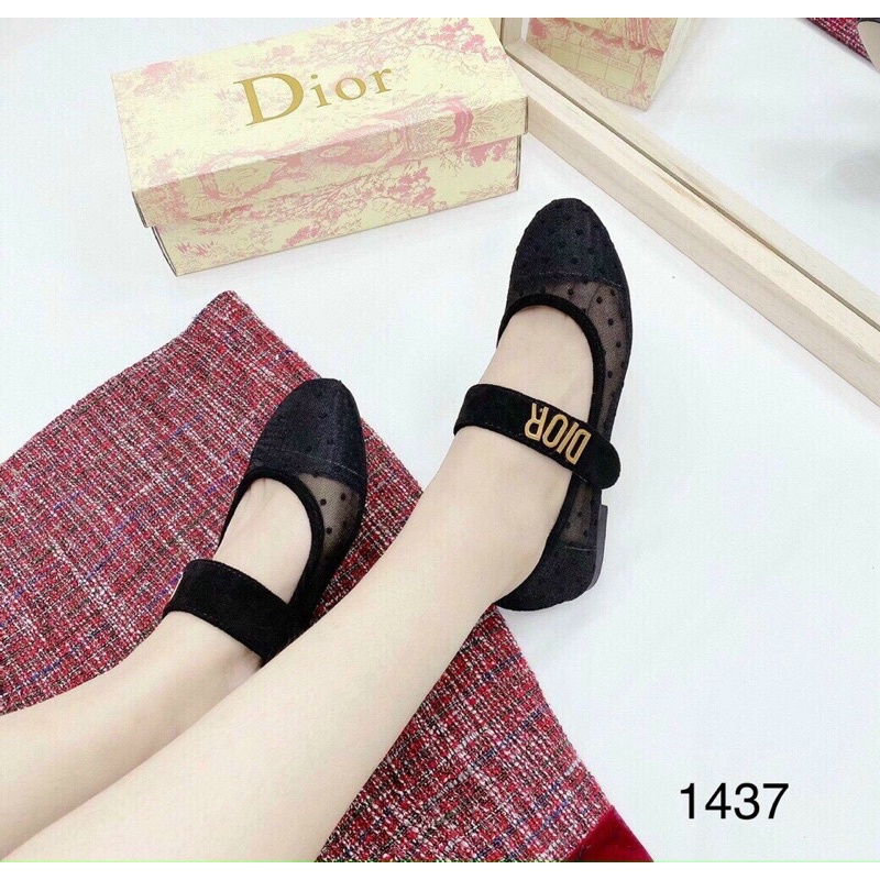 Giày búp bê lưới bi D i o r mã 1437