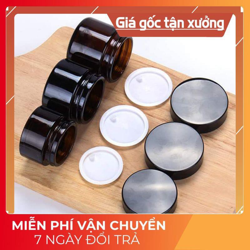 Hủ đựng kem thủy tinh nâu 30g/50g /hủ chiết mỹ phẩm / chai lọ chiết mỹ phẩm