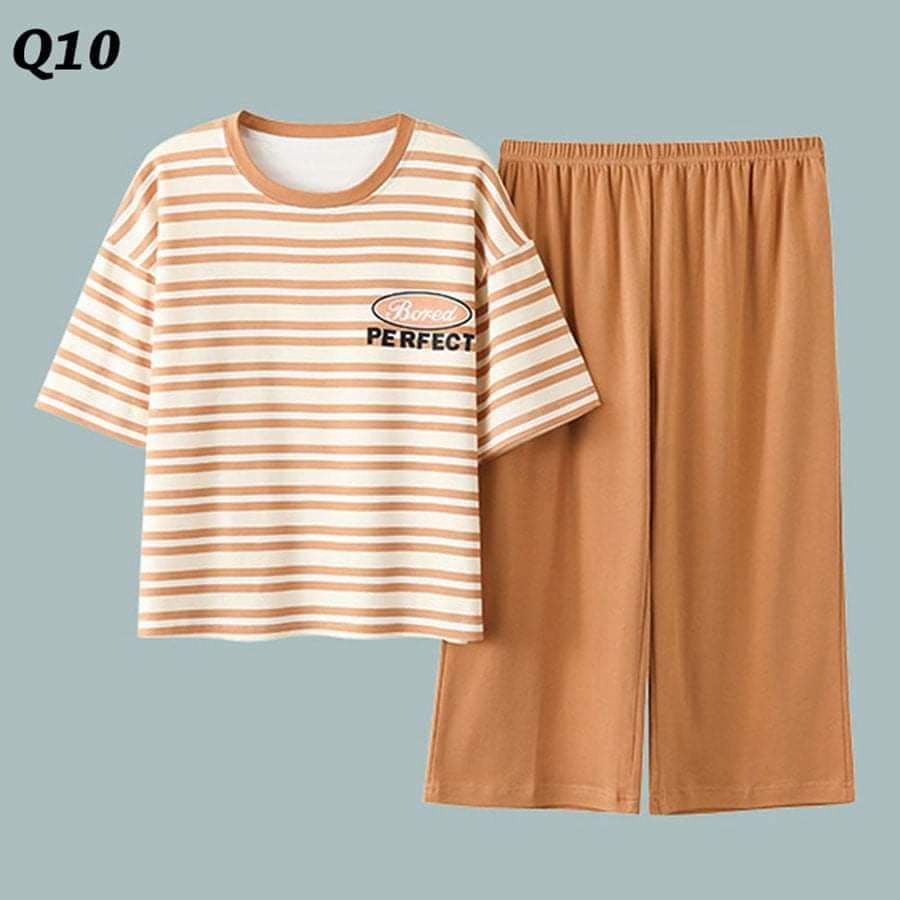 Đồ Bộ Nữ mặc nhà dễ thương chất liệu cotton đầy đặn mát mịn (tay ngắn, quần lửng)_mẫu Q