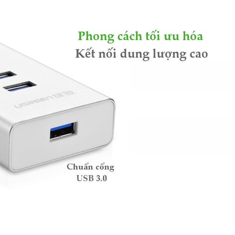 [Mã ELMALL300K giảm 5% đơn 500K] Bộ chia USB 3.0 sang 4 cổng USB 3.0 vỏ hợp kim nhôm chính hãng UGREEN CR126