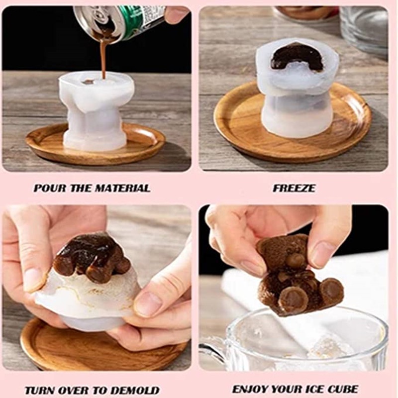 Khuôn Silicone Làm Nước Đá/Chocolate Hình Gấu Teddy 3D