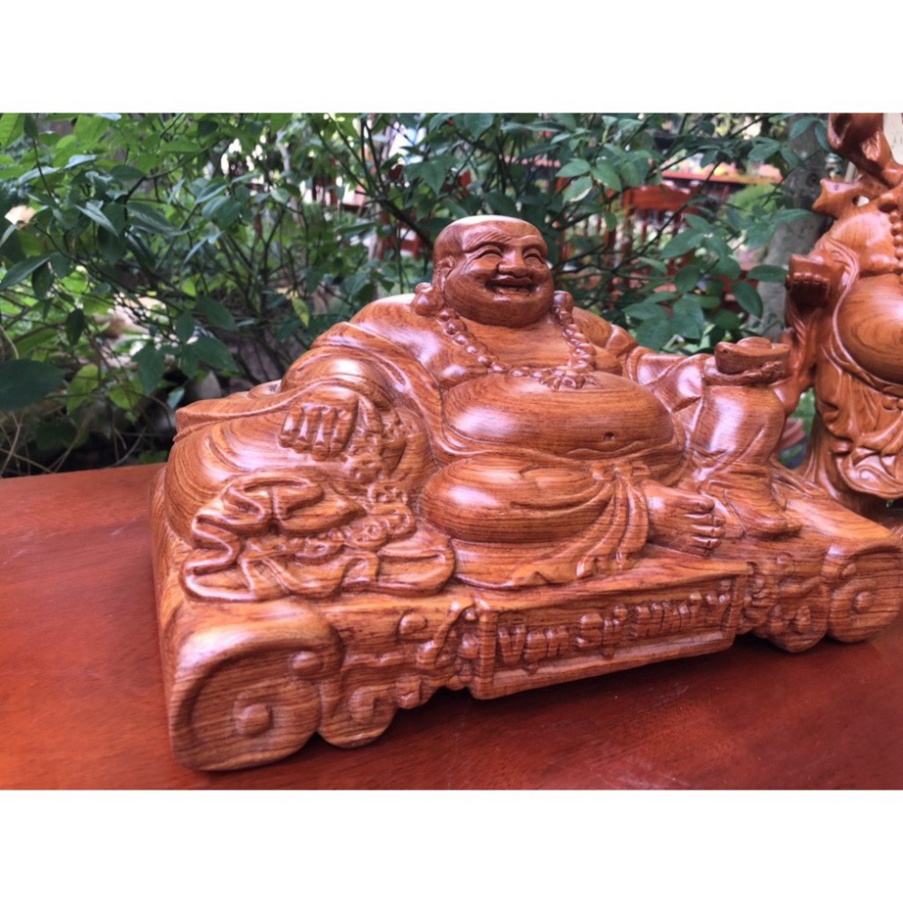 Tượng Phật Di Lặc Gỗ Hương Đỏ - Vạn Sự Như Ý  30x16x16 cm