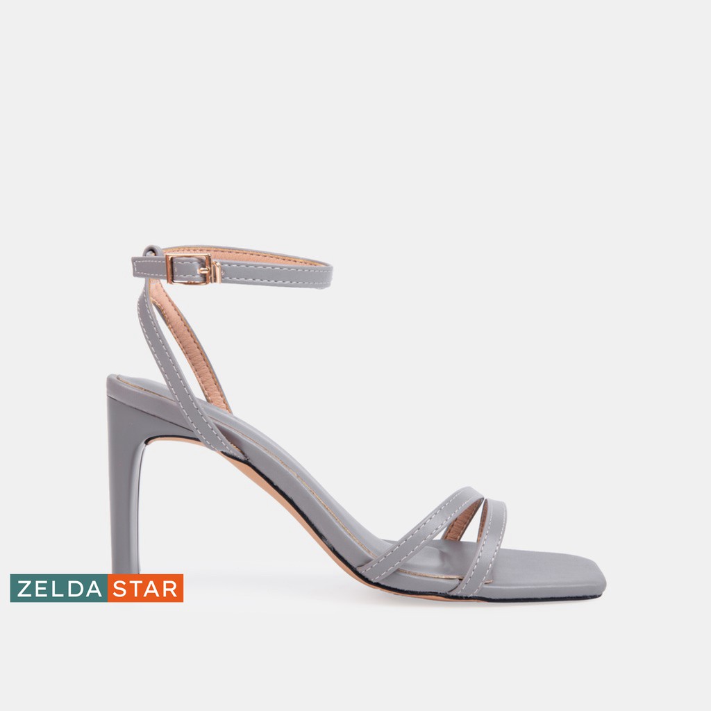 Giày Sandal Zelda Star mũi vuông gót cao 8cm quai ngang - SN007820
