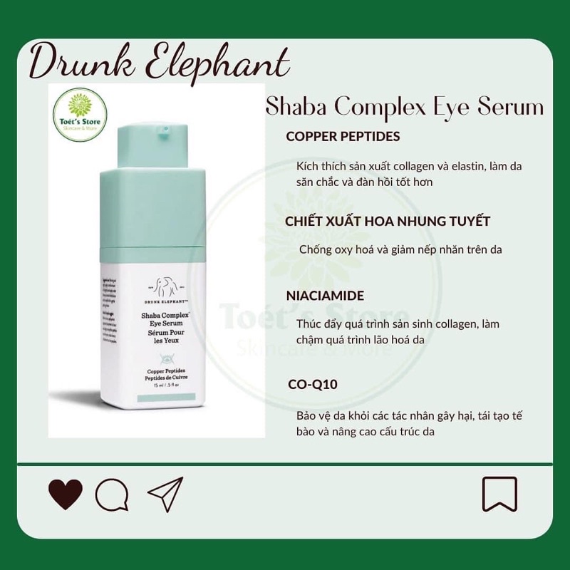 Tinh chất làm giảm và chống nhăn cho mắt Drunk Elephant Shaba Complex Eye Serum