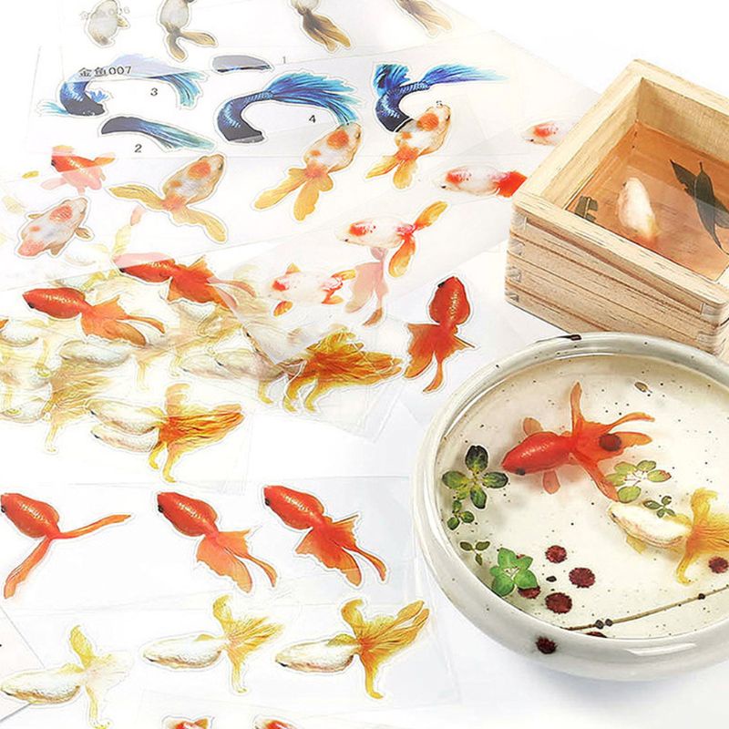 Bộ 12 Miếng Dán 3 Chiều Hình Cá Vàng