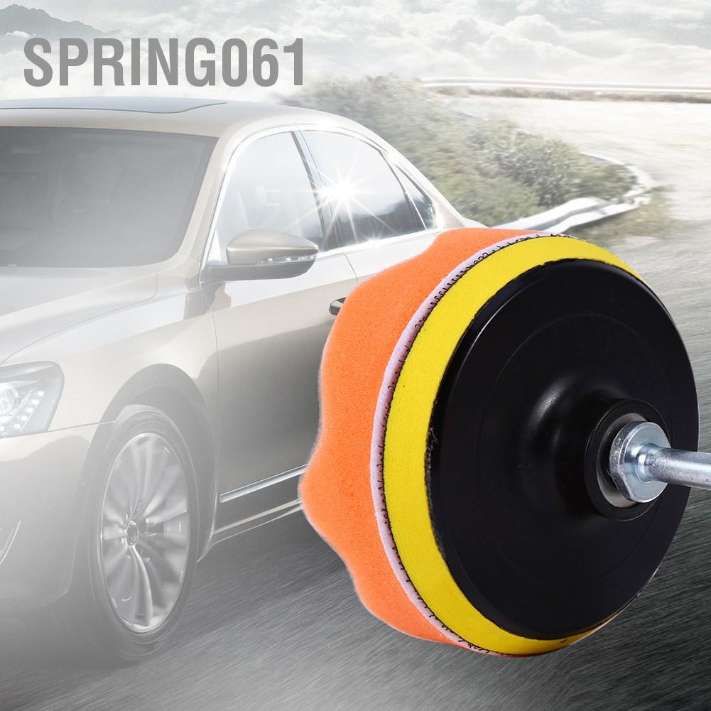 Spring061 6Pcs 4&quot; High Gross Polisher Buffer Pad Set + M10 Drill Adapter Car Polishing Wax