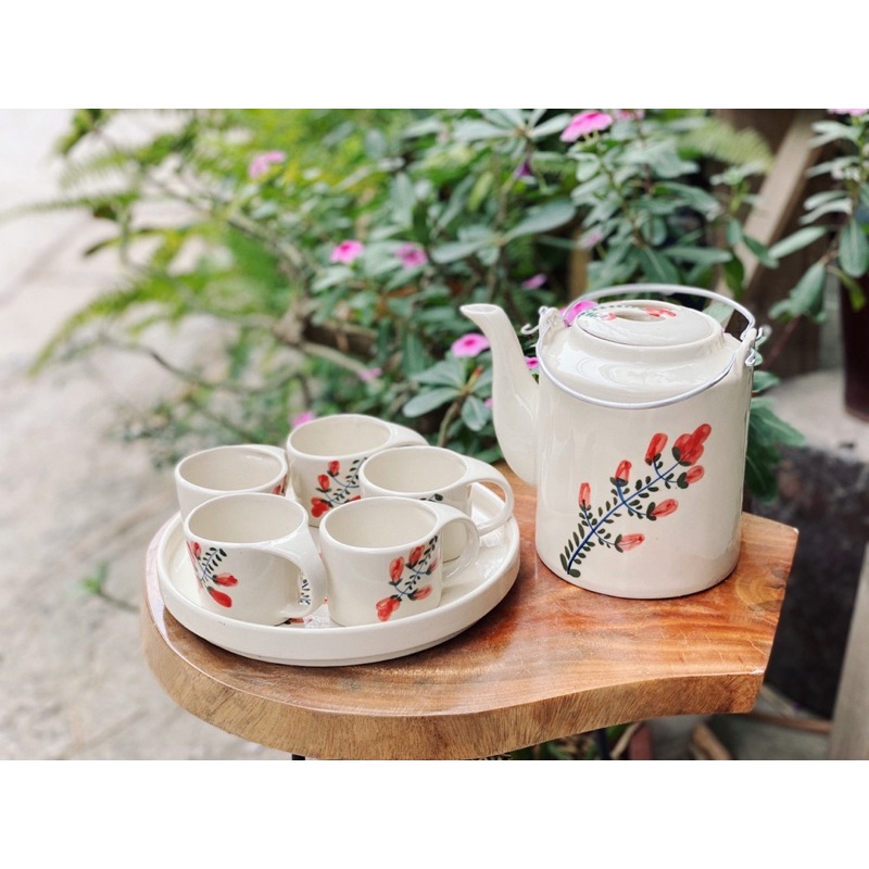 Ấm Chén Sứ Uống Nước Bộ Tích 1500ml Uống Trà Hoạ Tiết Vẽ Tay Bát Tràng Nhiều Mẫu