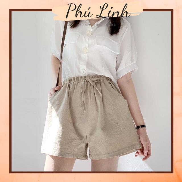[Hàng QC] Quần đùi, quần short nữ chất thô đũi ống suông có túi