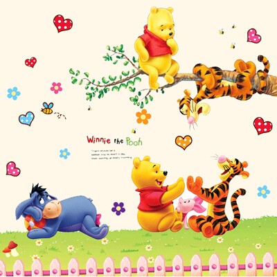 Decal dán tường combo hổ và pooh