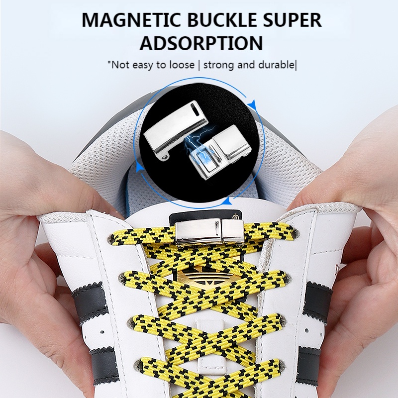 1 Cặp Dây Buộc Giày Co Giãn Bằng Kim Loại Từ Tính Không Cần Buộc Dây