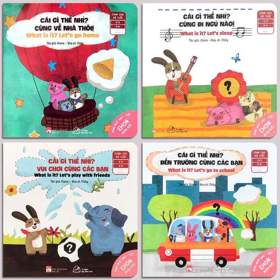 Sách Ehon Song ngữ Anh - Việt - Nhận Biết - Cái Gì Thế Nhỉ? cho bé 0-6 tuổi (Combo 4 cuốn + lẻ tùy chọn)