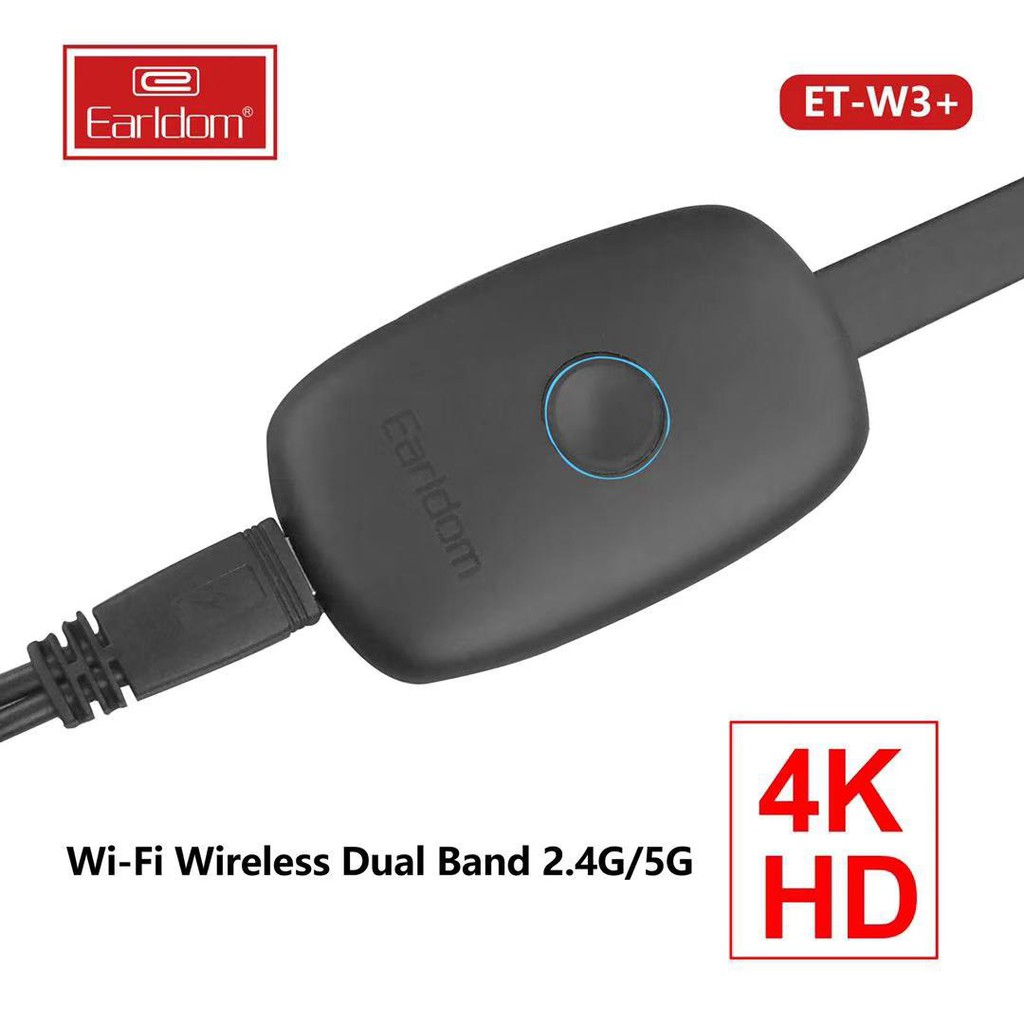 Bộ HDMI Không Dây Earldom W3+ Hỗ Trợ Kết Nối Điện Thoại Với TV, Máy Chiếu 4K- Hàng Chính Hãng