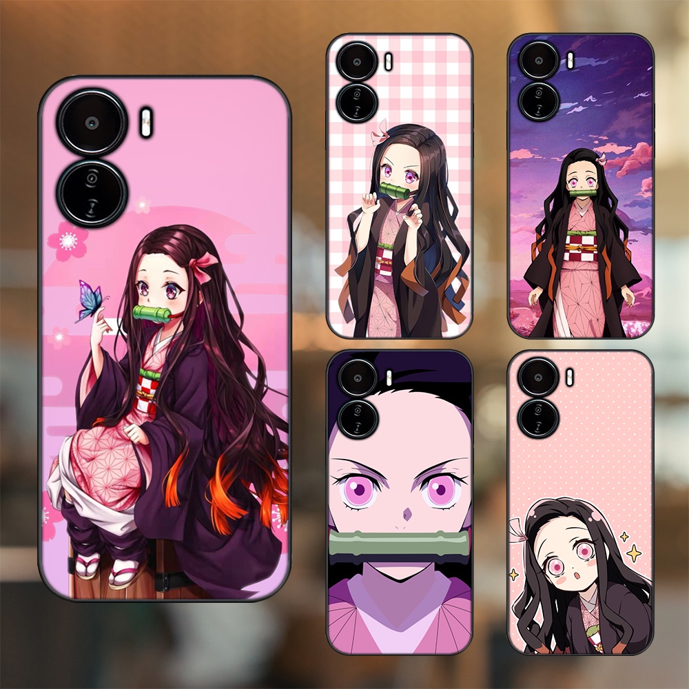 Ốp lưng Vivo Y16 viền đen in hình Nezuko Kimetsu no Yaiba