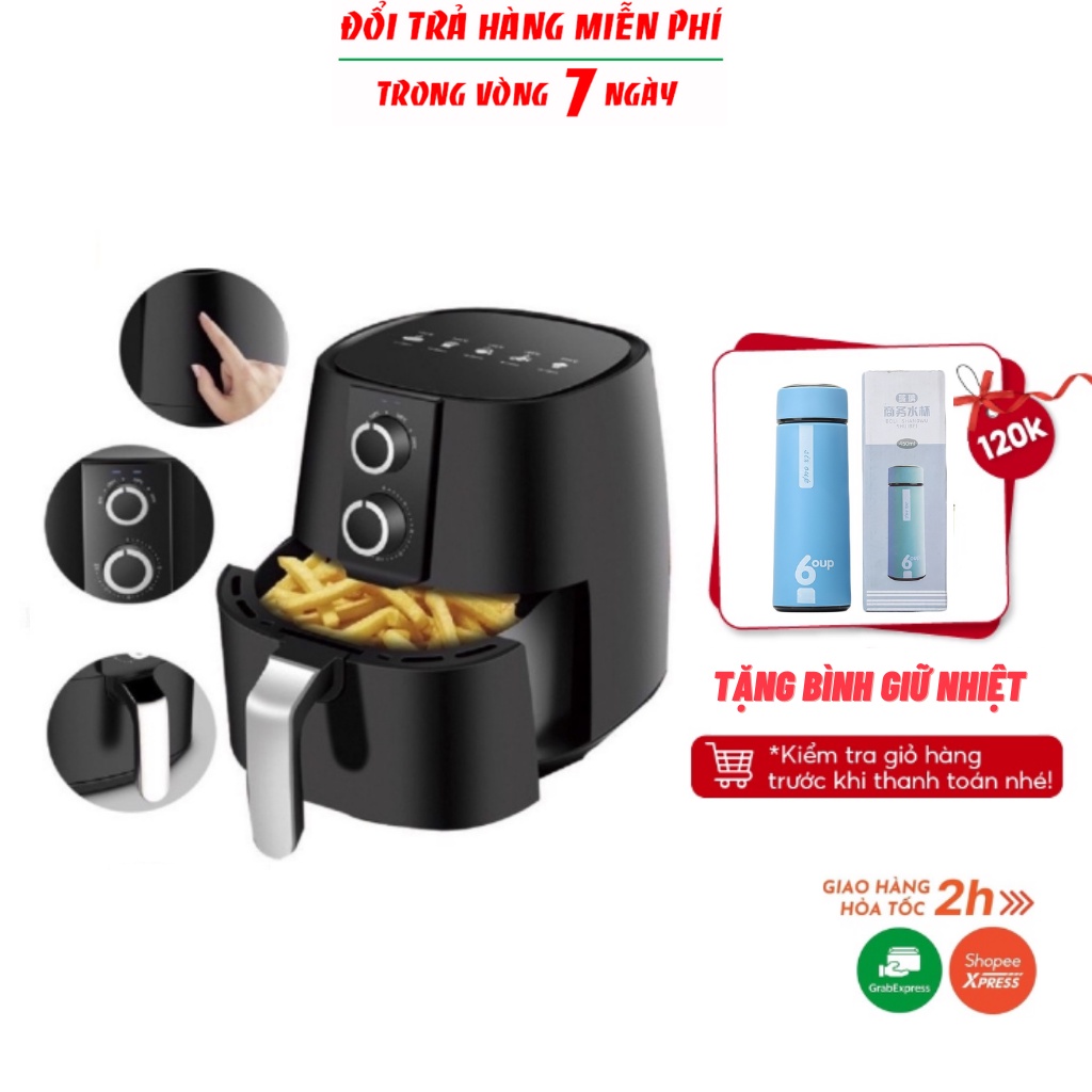 Nồi Chiên Không Dầu,Nồi Chiên Mini Druella 3L Nhập Khẩu Đức Chính Hãng Có Tay Xách Tiện Lợi - Bảo hành 1 năm