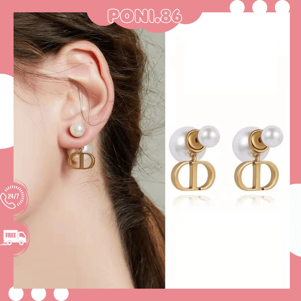 Hoa tai ngọc trai nhân tạo hình chữ D sang chảnh thanh lịch