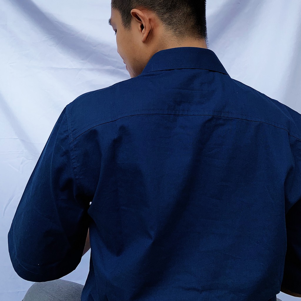 SIÊU GIẢM GIÁ - Sơ Mi Tay Ngắn Nam - Có Túi, Màu Kem Đen Xanh | BigBuy360 - bigbuy360.vn