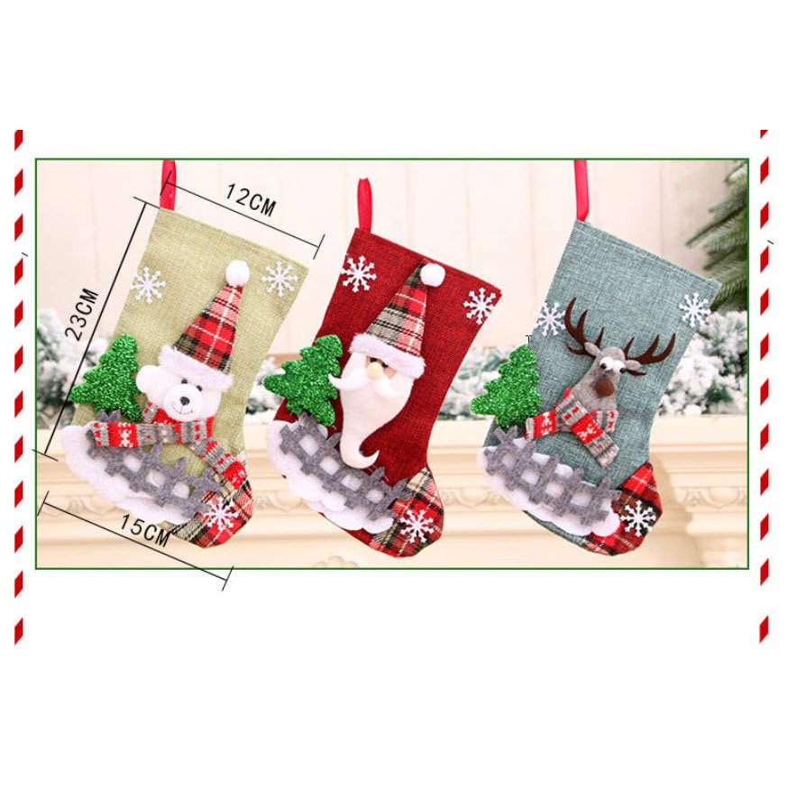 Vớ lớn Giáng Sinh đựng bánh kẹo/gói quà treo cây thông Noel trang trí đẹp mắt mẫu mới