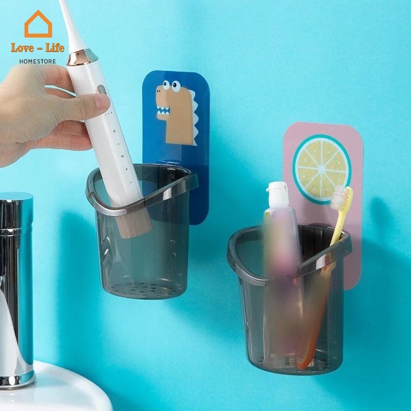Giá Đỡ Bàn Chải Đánh Răng/Cốc Đánh Răng Gắn Tường Siêu Chắc Chống Thấm Nước Hình Quái Vật Nhỏ Dễ Thương