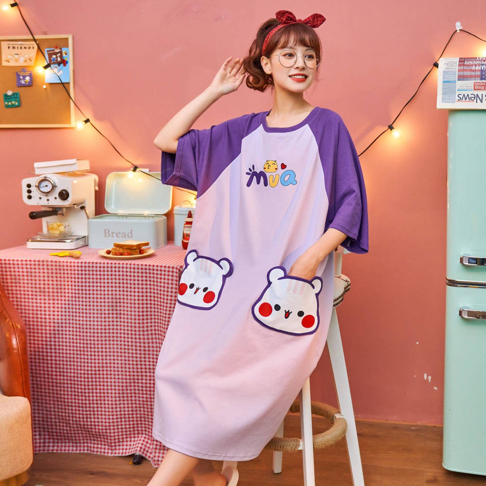 Đầm Ngủ Tay Ngắn Chất Liệu 100% Cotton Cho Nữ | BigBuy360 - bigbuy360.vn
