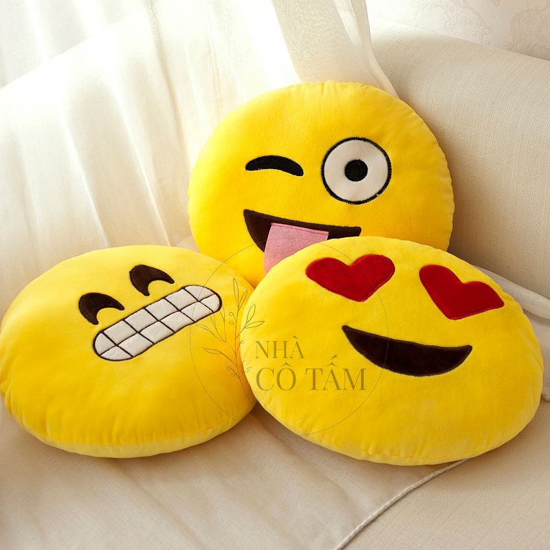 [Hàng Loại 1] Gối Ôm Biểu Tượng Cảm Xúc Emoji Xinh Xắn Vui Nhộn Size To 33cm (Có Video Thực Tế)