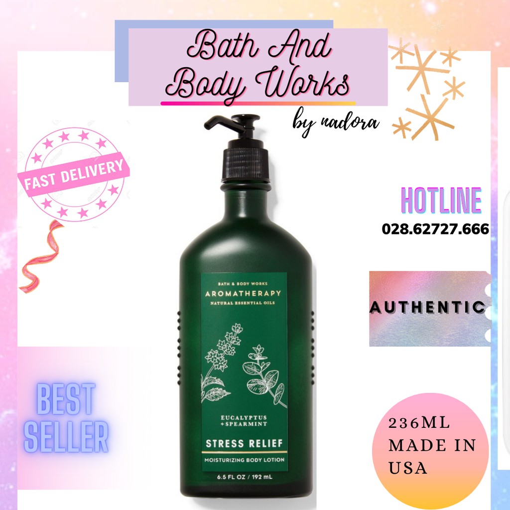 Dưỡng thể Bath and Body Works Aromatherapy Stress Relief Eucalyptus Spearmint