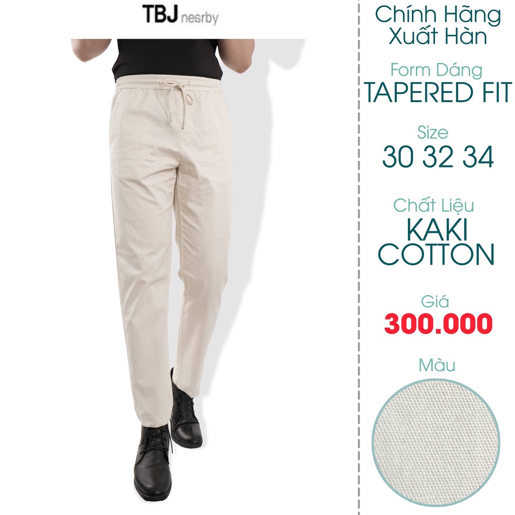 Quần Kaki Nam Tapered Fit Lưng Thun Màu Trắng Kem - Fo76 Shop Kho Hàng Xuất Dư