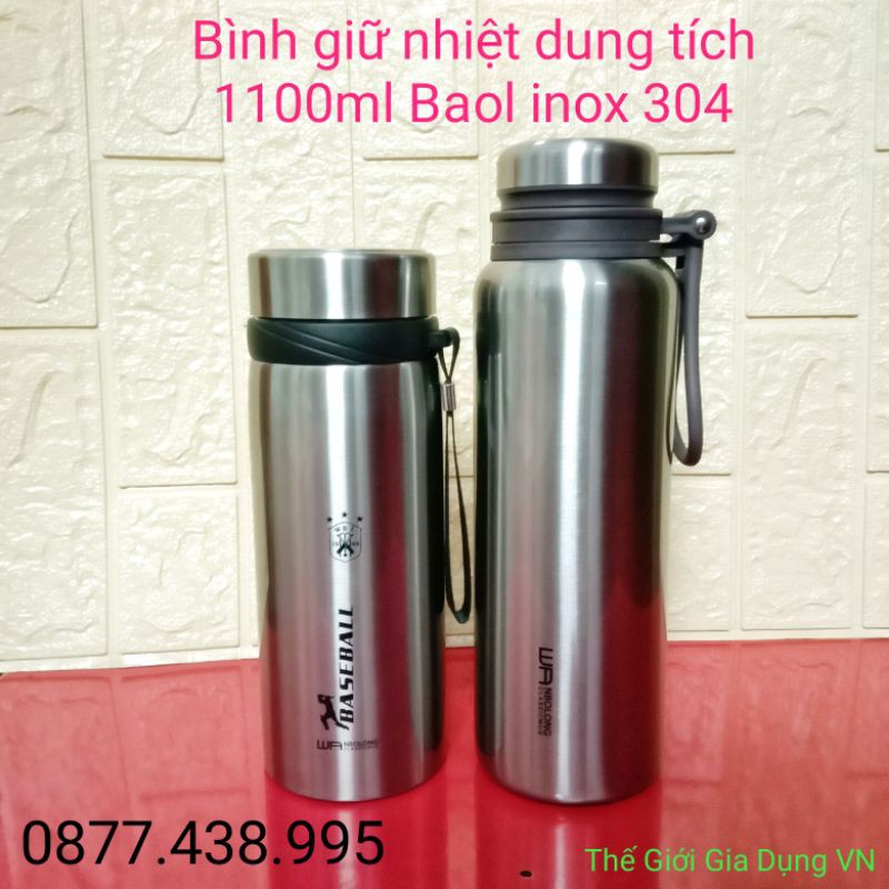 Bình giữ nhiệt Baol inox 304 dung tích 1100ML nắp rời và nắp nắp liền