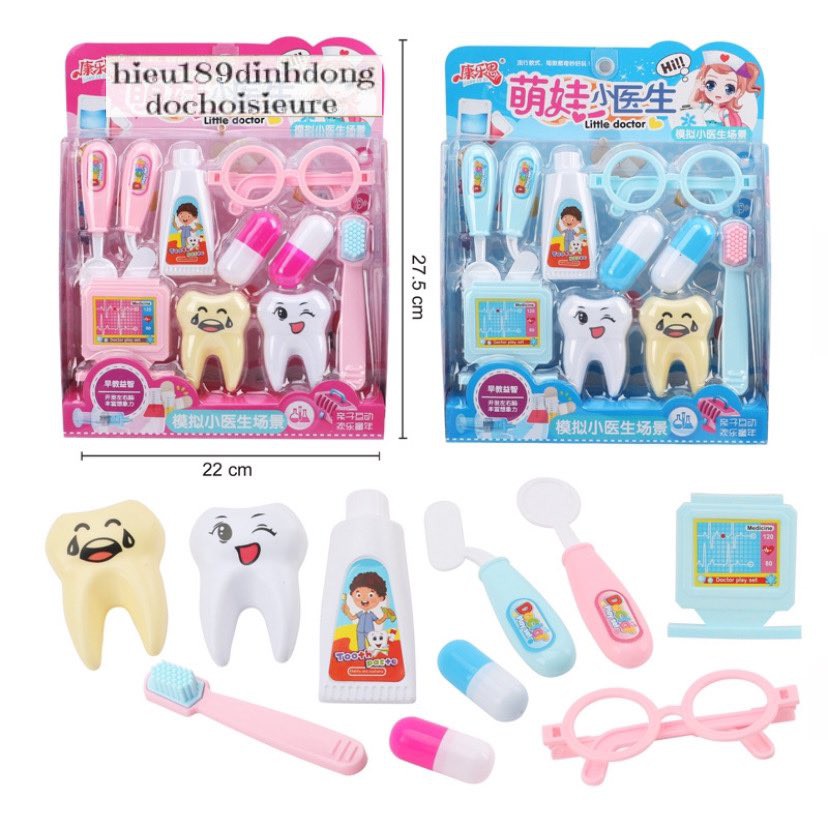 Vỉ đồ chơi bác sĩ khám răng nha sĩ nha khoa (Khách chat chọn màu)